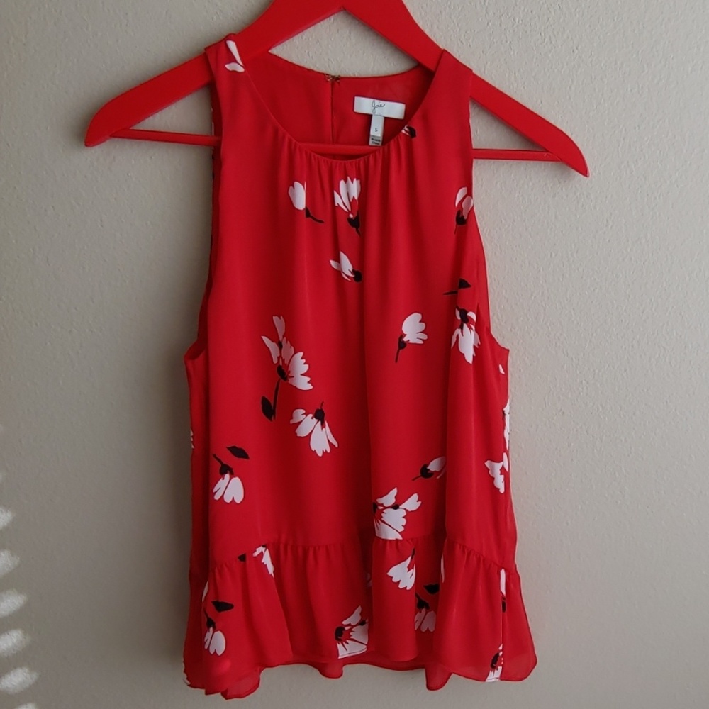 Joie Flowy Red Floral Sleeveless Top